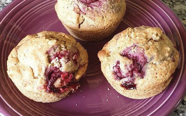 Vegan raspberry nut muffins